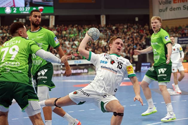 11.02.2026, xovx, Handball Daikin Handball Bundesliga, HSG Wetzlar - Füchse Berlin v.l. Ahmet Nafea (HSG Wetzlar), Philipp Ahouansou (HSG Wetzlar), Tobias Schjölberg Gröndahl (Füchse Berlin)m Georg Löwen (HSG Wetzlar) Wetzlar Buderus-Arena Hessen Deutschland (DE)