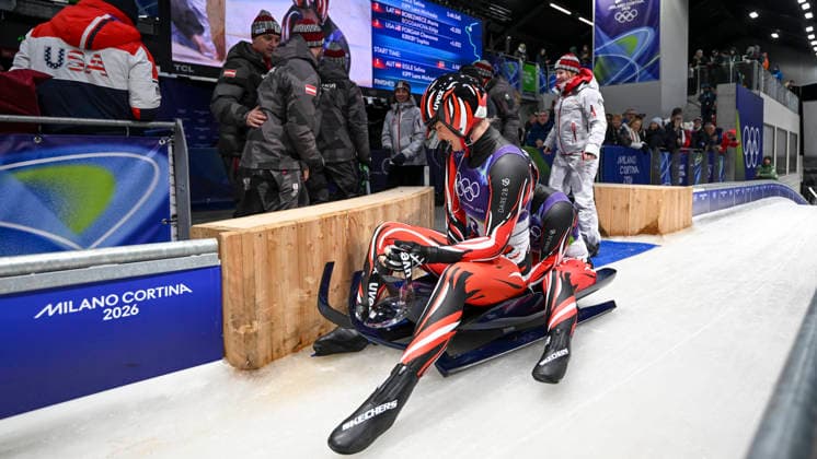 OLYMPICS - Winter Olympic Games, Olympische Spiele, Olympia, OS Milano Cortina 2026 CORTINA D AMPEZZO,ITALY,11.FEB.26 - OLYMPICS, LUGE - Winter Olympic Games Milano Cortina 2026, women, doubles. Image shows the rejoicing of Selina Egle and Lara Michaela Kipp (AUT).  GEPAxpictures xAlexanderxSolc