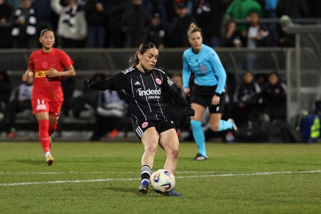 FBL - UEFA Women™s Europa Cup 2025 26 Eintracht Frankfurt - Nordsjaelland Ereleta Memeti (Eintracht Frankfurt) scores the goal to 3:0 during the Women™s Europa Cup match between Eintracht Frankfurt and Nordsaelland at Stadion am Brentanobad in Frankfurt am Main, Germany, February 11, 2026. Copyright: JoaquimxFerreira