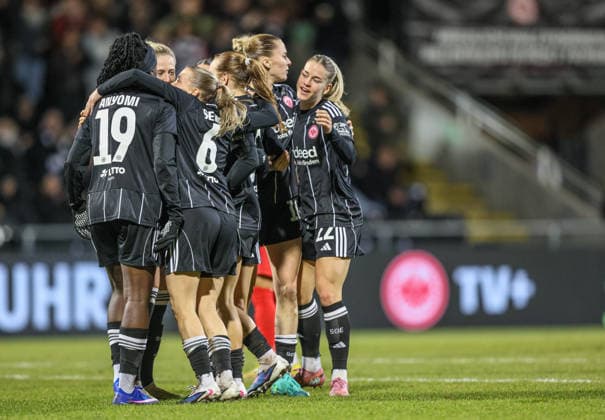 GER, Frankfurt, Eintracht Frankfurt vs FC Nordsjaelland, Europacup, Fussball, UEFA, Spielzeit 2024 2026, Stadion am Brentanobad, Viertelfinale, Hinspiel im Bild: Ereleta Memeti (Eintracht Frankfurt Frauen 27), erzielt das 3:0, Tor, Jubel und Freude, Emotionen DFB DFL REGULATIONS PROHIBIT ANY USE OF PHOTOGRAPHS AS IMAGE SEQUENCES AND OR QUASI-VIDEO, 11.02.2026 Copyright: HMBxMedia HendrikxHamelau