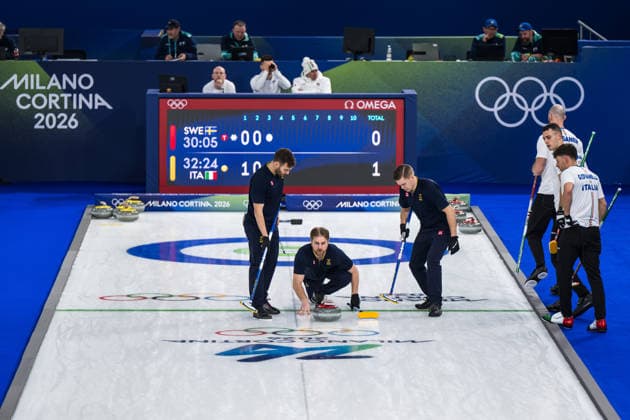 260211 Oskar Eriksson, Rasmus Wrana and Christoffer Sundgren of Sweden compete in a men s round robin curling match between Sweden and Italy during day 5 of the 2026 Winter Olympics on February 11, 2026 in Cortina. Photo: Jon Olav Nesvold BILDBYRAN COP 217 JE0117 curling Olympic Games, Olympische Spiele, Olympia, OS olympics winter olympics os ol olympiska spel vinter-os olympiske leker milano cortina 2026 milan cortina 2026 milano cortina 2026 olympic games milano cortina 2026 winter olympic games milano cortina-os milano cortina-ol vinter-ol 5 bbeng *** 260211 Oskar Eriksson, Rasmus Wrana and Christoffer Sundgren of Sweden compete in a men s round robin curling match between Sweden and Italy during day 5 of the 2026 Winter Olympics on February 11, 2026 in Cortina Photo Jon Olav Nesvold BILDBYRAN COP 217 JE0117 curling olympic games olympics winter olympics os ol olympiska spel vinter os olympiske leker milano cortina 2026 milan cortina 2026 milano cortina 2026 olympic games milano cortina 2026 winter olympic games milano cortina os milano cortina ol vinter ol 5 bbeng  Copyright: JONxOLAVxNESVOLD BB260211JE055