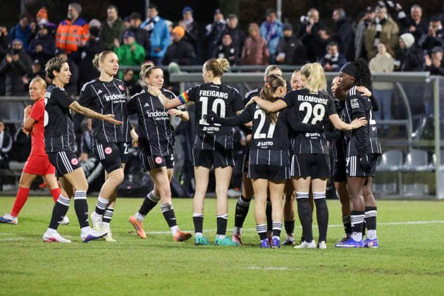 11.02.2026, xgrfx, Fussball UEFA Women s Europa Cup 1 4 Finale, Eintracht Frankfurt - FC Nordsjaelland v.l. Tor, Ereleta Memeti (Eintracht Frankfurt) (DFL DFB REGULATIONS PROHIBIT ANY USE OF PHOTOGRAPHS as IMAGE SEQUENCES and or QUASI-VIDEO) Stadion am Brentanobad