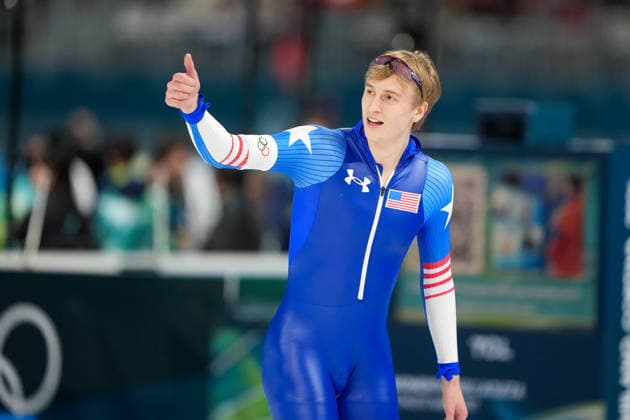 2026-02-11 - Milano Cortina 2026 Winter Olympics 1000m Men MILAN, ITALY - FEBRUARY 11: Jordan Stolz of United States of America during the 1000m Men on day 3 of the Milano Cortina 2026 Winter Olympics at the Milano Speed skating, Eisschnelllauf Arena on February 11, 2026 in Milan, Italy Milan Milano Speed Skating Arena Italy Content not available for redistribution in The Netherlands directly or indirectly through any third parties. Copyright: xAndrexWeeningx