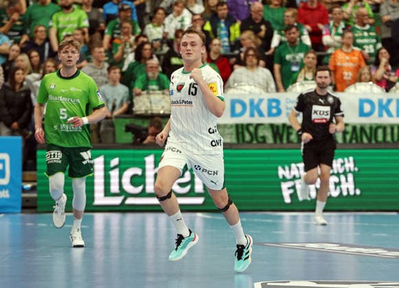 11.02.2026, xovx, Handball Daikin Handball Bundesliga, HSG Wetzlar - Füchse Berlin Jubel bei Tobias Schjölberg Gröndahl (Füchse Berlin) Wetzlar Buderus-Arena Hessen Deutschland (DE)