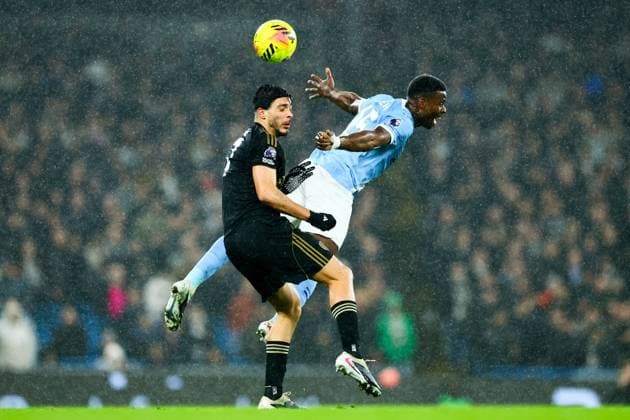 Raul Jimenez of Fulham & Marc Guehi of Manchester City compete Manchester City v Fulham, Premier League, Football, Etihad Stadium, Manchester, UK - 11 Feb 2026Manchester Etihad Stadium United Kingdom EDITORIAL USE ONLY No use with unauthorised audio, video, data, fixture lists, club league logos or live services. Online in-match use limited to 120 images, no video emulation. No use in betting, games or single club league player publications. Copyright: xPaulxCurrie Shutterstockx 16540352cn