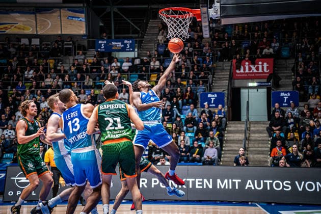 11.02.2026, xhfmx, Basketball easyCredit BBL Bundesliga, Frankfurt Skyliners - VET-CONCEPT Gladiators Trier Nahiem Alleyne (Skyliners Frankfurt) (DFL DFB REGULATIONS PROHIBIT ANY USE OF PHOTOGRAPHS as IMAGE SEQUENCES and or QUASI-VIDEO) Frankfurt am Main