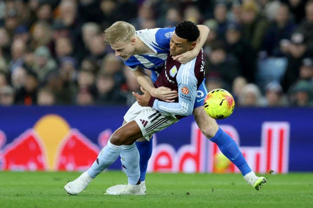 Aston Villa v Brighton & Hove Albion - Premier League Jan Paul van Hecke of Brighton and Hove Albion and Ollie Watkins of Aston Villa challenge during the Premier League match between Aston Villa and Brighton & Hove Albion at Villa Park on February 11, 2026 in Birmingham, England. WARNING! This Photograph May Only Be Used For Newspaper And Or Magazine Editorial Purposes. May Not Be Used For Publications Involving 1 player, 1 Club Or 1 Competition Without Written Authorisation From Football DataCo Ltd. For Any Queries, Please Contact Football DataCo Ltd on +44 (0) 207 864 9121 Birmingham Villa Park England United Kingdom Copyright: xAllstarxPicturexLibraryxLtdx