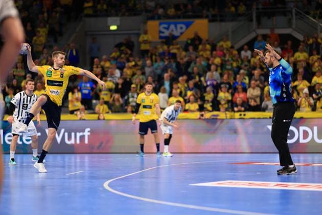 RECORD DATE NOT STATED Szene mit Andreas Wolff (33; THW Kiel), Tim Nothdurft (28; Rhein Neckar Löwen) und David Späth (29; Rhein Neckar Löwen) Rhein Neckar Löwen vs THW Kiel