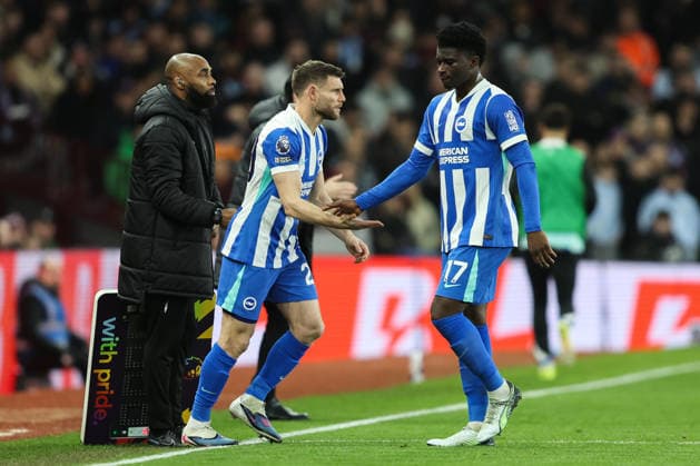 Birmingham, England, 11th February 2026. James Milner of Brighton and Hove Albion comes on for Carlos Baleba of Brighton and Hove Albion during the Aston Villa vs Brighton and Hove Albion Premier League match at Villa Park, Birmingham. Picture credit should read: Gareth Evans Sportimage EDITORIAL USE ONLY. No use with unauthorised audio, video, data, fixture lists, club league logos or live services. Online in-match use limited to 120 images, no video emulation. No use in betting, games or single club league player publications. SPI_020_GE_AVL_vs_BHA SPI-4521-0020