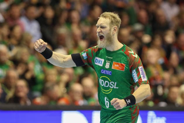 11.02.2026, xtgx, Handball, Daikin HBL, SC Magdeburg - TBV Lemgo v.l. Matthias Musche (Magdeburg, 6) Jubel, Torjubel, jubelt ueber das Tor, celebrate the goal, celebration Magdeburg