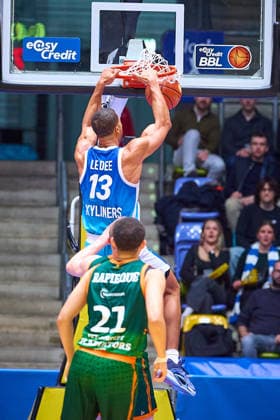 Dunk, Dunking Jaedon Le Dee (Frankfurt Skyliners, 13) GER, Skyliners Frankfurt vs. Gladiators Trier, Basketball, 19. Spieltag, EasyCredit Bundesliga, Spielzeit 2025 2026, 11.02.2026 GER, Skyliners Frankfurt vs. Gladiators Trier, Basketball, 19. Spieltag, EasyCredit Bundesliga, Spielzeit 2025 2026, 11.02.2026 Frankfurt Main Copyright: xEibner-Pressefoto GeraldxOelze-dexStoppanyx EP_ODS