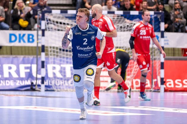 11.02.2026, Handball, 1.HBL, Bergischer HC - MT Melsungen, 20. Spieltag, Uni-Halle Wuppertal: Noah Beyer (BHC 02) jubelnd Nordrhein-Westfalen Deutschland