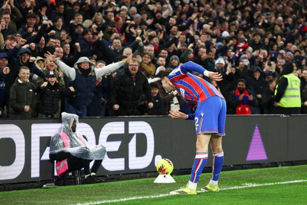 11th February 2026; Selhurst Park, Selhurst, London, England; Premier League Football, Crystal Palace versus Burnley; J& xf8;rgen Strand Larsen of Crystal Palace scores and celebrates in the 17th minute for 1-0  IanxStephen Content restricted for UK based newspaper