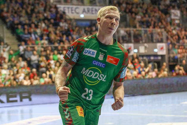 11.02.2026, xtgx, Handball, Daikin HBL, SC Magdeburg - TBV Lemgo v.l. Magnus Saugstrup (Magdeburg, 23) Jubel, Torjubel, jubelt ueber das Tor, celebrate the goal, celebration Magdeburg