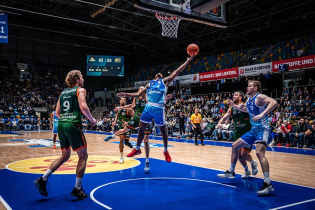11.02.2026, xhfmx, Basketball easyCredit BBL Bundesliga, Frankfurt Skyliners - VET-CONCEPT Gladiators Trier Nahiem Alleyne (Skyliners Frankfurt) (DFL DFB REGULATIONS PROHIBIT ANY USE OF PHOTOGRAPHS as IMAGE SEQUENCES and or QUASI-VIDEO) Frankfurt am Main