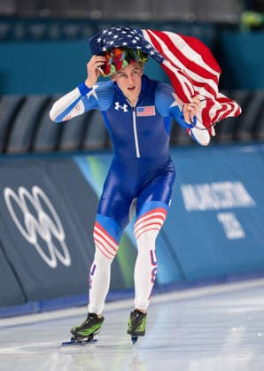 February 11, 2026, Milan, Lombardy, Italy: February 11, 2026: Team USA Speed Scater JORDAN STOLZ celebrates his gold medal in the Milano Cortina 2026 Winter Olympics in the Men s 1000m at the Milano Speed Scating Stadium. Milan Italy - ZUMAh234 20260211_oly_h234_004 Copyright: xMarkxEdwardxHarrisx