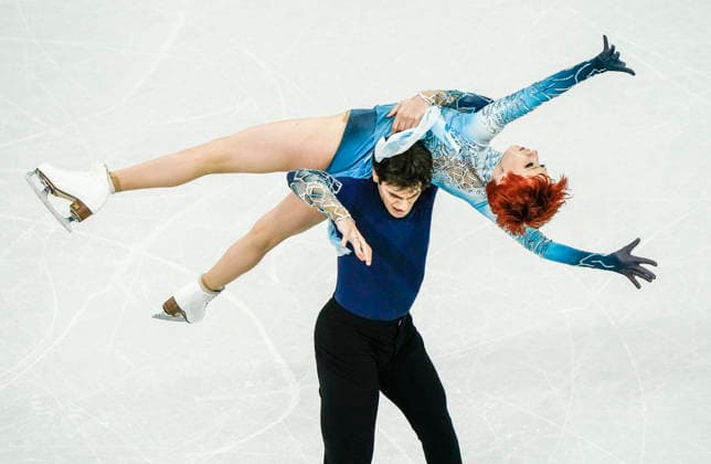 Evgeniia Lopareva and Geoffrey Brissaud of France compete during the Ice Dance - Free Dance competition at the Milano Ice Skating Arena in Milan, Italy, on Wednesday, February 11, 2026.  OLY20260211422 RICHARDxELLIS