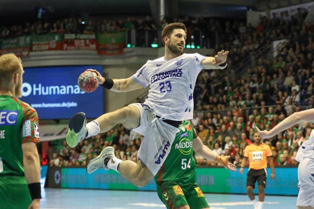 11.02.2026, xgox, Handball - Daikin HBL SC Magdeburg - TBV Lemgo-Lippe emspor, v.l. Tim Suton (Lemgo, 23) wirft Tor, Torschuetze, erzielt Tor, Treffer, scores the goal Magdeburg