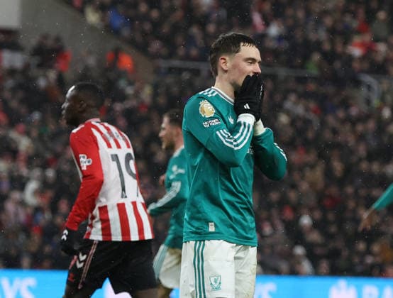 Sunderland, England, 11th February 2026. Florian Wirtz of Liverpool reacts after shooting wide during the Sunderland vs Liverpool Premier League match at the Stadium Of Light, Sunderland. Picture credit should read: Nigel Roddis Sportimage EDITORIAL USE ONLY. No use with unauthorised audio, video, data, fixture lists, club league logos or live services. Online in-match use limited to 120 images, no video emulation. No use in betting, games or single club league player publications. SPI_011_NR_SUND_LIVE SPI-4522-0011