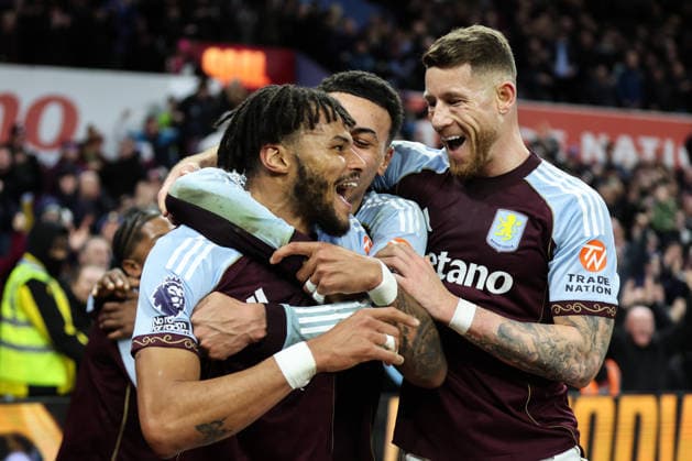 Birmingham, England, 11th February 2026. Tyrone Mings of Aston Villa celebrates his goal to make it 1-0 during the Aston Villa vs Brighton and Hove Albion Premier League match at Villa Park, Birmingham. Picture credit should read: Gareth Evans Sportimage EDITORIAL USE ONLY. No use with unauthorised audio, video, data, fixture lists, club league logos or live services. Online in-match use limited to 120 images, no video emulation. No use in betting, games or single club league player publications. SPI_047_GE_AVL_vs_BHA SPI-4521-0047