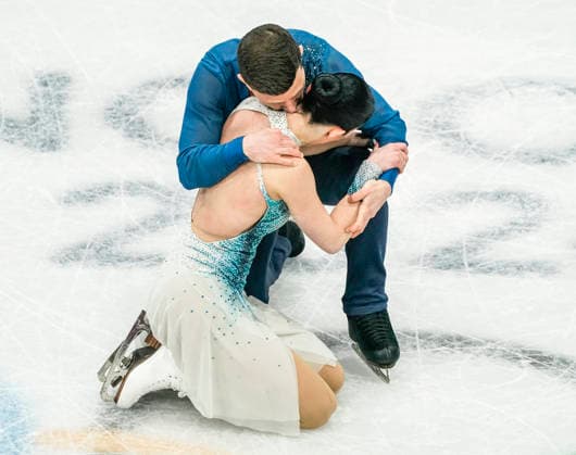 Charlene Guignard and Marco Fabbri of Italy compete during the Ice Dance - Free Dance competition at the Milano Ice Skating Arena in Milan, Italy, on Wednesday, February 11, 2026.  OLY20260211426 RICHARDxELLIS