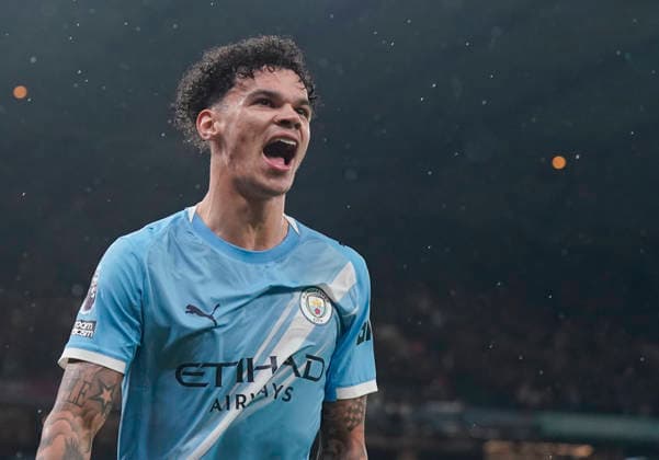 Manchester, England, 11th February 2026. Nico O™Reilly of Manchester City celebrates after scoring the second goal during the Manchester City vs Fulham Premier League match at the Etihad Stadium, Manchester. Picture credit should read: Andrew Yates Sportimage EDITORIAL USE ONLY. No use with unauthorised audio, video, data, fixture lists, club league logos or live services. Online in-match use limited to 120 images, no video emulation. No use in betting, games or single club league player publications. SPI_043_AY_MAN_CITY_FULHAM SPI-4519-0043