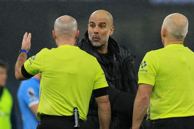 Manchester City v Fulham, Premier League Pep Guardiola the Manchester City manager has a chat with referee Paul Tierney at the end of the Premier League match between Manchester City and Fulham at the Etihad Stadium, Manchester, UK on 11 February 2026. Manchester Etihad Stadium Manchester UK Editorial use only DataCo restrictions apply See www.football-dataco.com , Copyright: xConorxMolloyx PSI-23725-0066