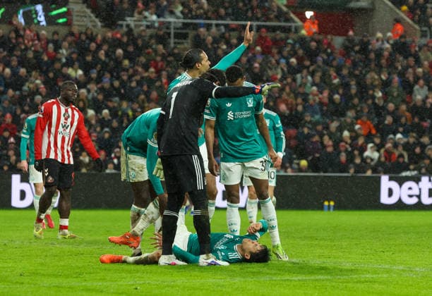 Sunderland, England, 11th February 2026. Wataru Endo of Liverpool down injured during the Sunderland vs Liverpool Premier League match at the Stadium Of Light, Sunderland. Picture credit should read: Nigel Roddis Sportimage EDITORIAL USE ONLY. No use with unauthorised audio, video, data, fixture lists, club league logos or live services. Online in-match use limited to 120 images, no video emulation. No use in betting, games or single club league player publications. SPI_030_NR_SUND_LIVE SPI-4522-0030