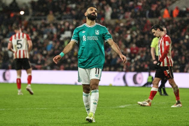 Premier League Sunderland v Liverpool Mohamed Salah of Liverpool reacts to a missed shot on goal during the Premier League match Sunderland vs Liverpool at Stadium Of Light, Sunderland, United Kingdom on 11 February 2026 (Photo by Alfie Cosgrove News Images) Sunderland Stadium Of Light Tyne and Wear United Kingdom Copyright: xAlfiexCosgrove NewsxImagesx