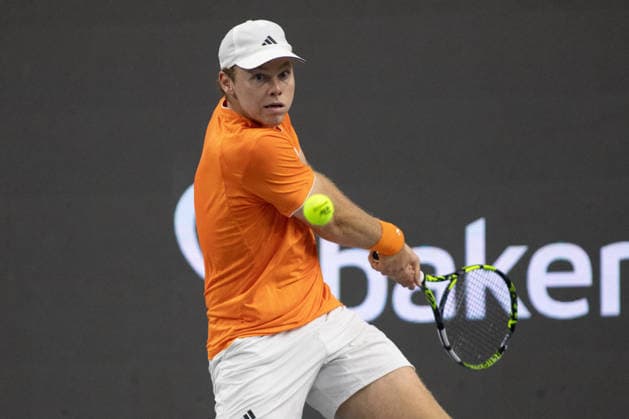 February 11, 2026, Frisco, Texas, USA: ALEX MICHELSEN (USA) hits the ball during a menÃ¢â‚¬â ¢s singles match at 2026 Nexo Dallas Open at The Ford Center at The Star in Frisco, Texas.Alejandro Davidovich Fokina defeated Alex Michelson 6:4, 6:4. Frisco USA - ZUMAh193 20260211_zsp_h193_078 Copyright: xDanielxMcGregor-Huyerx