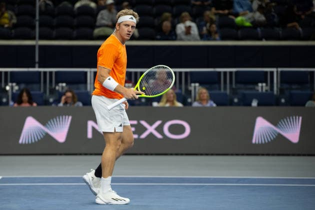 February 11, 2026, Frisco, Texas, USA: ALEJANDRO DAVIDOVICH FOKINA (ESP) reacts during a menÃ¢â‚¬â ¢s singles match at 2026 Nexo Dallas Open at The Ford Center at The Star in Frisco, Texas.Alejandro Davidovich Fokina defeated Alex Michelson 6:4, 6:4. Frisco USA - ZUMAh193 20260211_zsp_h193_090 Copyright: xDanielxMcGregor-Huyerx