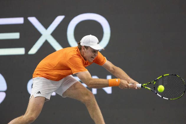 February 11, 2026, Frisco, Texas, USA: ALEX MICHELSEN (USA) hits the ball during a menÃ¢â‚¬â ¢s singles match at 2026 Nexo Dallas Open at The Ford Center at The Star in Frisco, Texas.Alejandro Davidovich Fokina defeated Alex Michelson 6:4, 6:4. Frisco USA - ZUMAh193 20260211_zsp_h193_097 Copyright: xDanielxMcGregor-Huyerx
