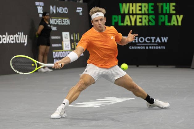 February 11, 2026, Frisco, Texas, USA: ALEJANDRO DAVIDOVICH FOKINA (ESP) hits the ball during a menÃ¢â‚¬â ¢s singles match at 2026 Nexo Dallas Open at The Ford Center at The Star in Frisco, Texas.Alejandro Davidovich Fokina defeated Alex Michelson 6:4, 6:4. Frisco USA - ZUMAh193 20260211_zsp_h193_098 Copyright: xDanielxMcGregor-Huyerx