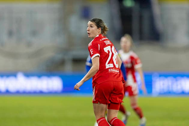 Google Pixel Frauen-Bundesliga: FC Carl Zeiss Jena vs. FC Bayern München; Jena; 11.02.2026 Barbara Dunst ( 28; FC Bayern München) Google Pixel Frauen-Bundesliga: FC Carl Zeiss Jena vs. FC Bayern München; ad hoc arena im Ernst-Abbe-Sportfeld; 11.02.2026 DFB REGULATIONS PROHIBIT ANY USE OF PHOTOGRAPHS AS IMAGE SEQUENCES AND OR QUASI-VIDEO. Copyright: xBEAUTIFULxSPORTS Duehringx