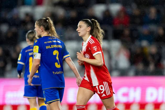 Google Pixel Frauen-Bundesliga: FC Carl Zeiss Jena vs. FC Bayern München; Jena; 11.02.2026 Katharina Naschenweng ( 19; FC Bayern München) Google Pixel Frauen-Bundesliga: FC Carl Zeiss Jena vs. FC Bayern München; ad hoc arena im Ernst-Abbe-Sportfeld; 11.02.2026 DFB REGULATIONS PROHIBIT ANY USE OF PHOTOGRAPHS AS IMAGE SEQUENCES AND OR QUASI-VIDEO. Copyright: xBEAUTIFULxSPORTS Duehringx