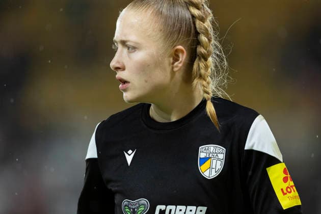 Google Pixel Frauen-Bundesliga: FC Carl Zeiss Jena vs. FC Bayern München; Jena; 11.02.2026 Jasmin Janning ( 1; FC Carl Zeiss Jena) Google Pixel Frauen-Bundesliga: FC Carl Zeiss Jena vs. FC Bayern München; ad hoc arena im Ernst-Abbe-Sportfeld; 11.02.2026 DFB REGULATIONS PROHIBIT ANY USE OF PHOTOGRAPHS AS IMAGE SEQUENCES AND OR QUASI-VIDEO. Copyright: xBEAUTIFULxSPORTS Duehringx