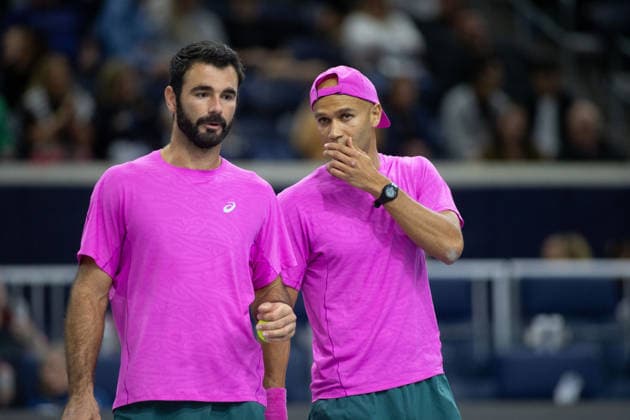 February 11, 2026, Frisco, Texas, USA: (R to l)SADIO DOUMBIA (FRA) and FABIEN REBOUL (FRA) talk to each other during a menÃ¢â‚¬â ¢s doubles match at 2026 Nexo Dallas Open at The Ford Center at The Star in Frisco, Texas. Sadio Doumbia and Fabien Reboul defeated Aleksandr Kovacevic and Ben Shelton, 3:6, 6:3, 11:9. Frisco USA - ZUMAh193 20260211_zsp_h193_116 Copyright: xDanielxMcGregor-Huyerx