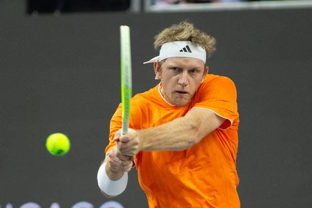 February 11, 2026, Frisco, Texas, USA: ALEJANDRO DAVIDOVICH FOKINA (ESP) hits the ball during a men s singles match at 2026 Nexo Dallas Open at The Ford Center at The Star in Frisco, Texas. Fokina defeated Alex Michelson 6:4, 6:4. Frisco USA - ZUMAh193 20260211_zsp_h193_075 Copyright: xDanielxMcGregor-Huyerx