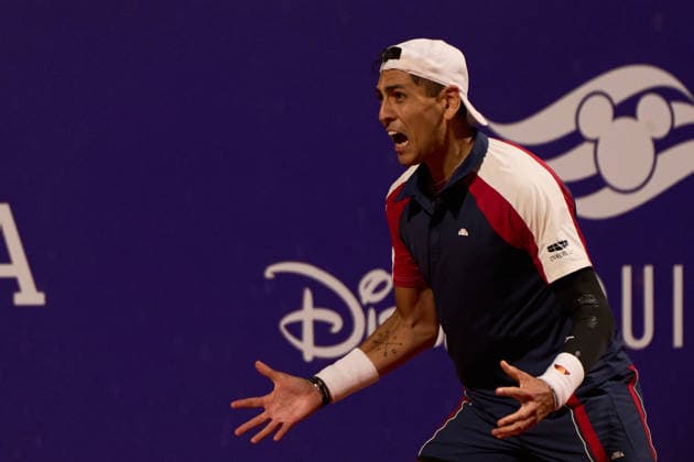 Alejandro Tabilo of Chile reacts to his win over Joao Fonseca of Brazil of the second round match of Argentina Open at Buenos Aires Lawn Tennis Club on February 11, 2026 in Buenos Aires, Argentina. (Photo by Camilla Stolen, Imago) Buenos Aires Buenos Aires Copyright: xCamillaxStolenx L1107410