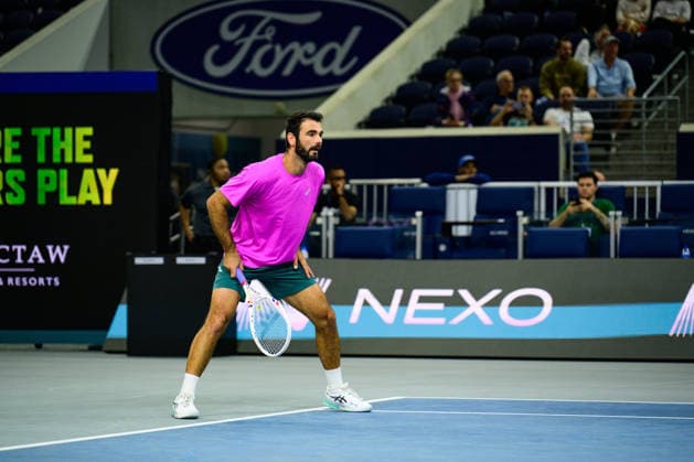 February 11, 2026, Frisco, Texas, USA: FABIEN REBOUL during his doubles match against Ben Shelton & Aleksandar Kovacevic at the Dallas Open doubles quarterfinals. Sadio Doumbia & Fabien Reboul defeated Ben Shelton & Aleksandar Kovacevic in 3 sets. 3:6, 6:3 and 11:9. Frisco USA - ZUMAm348 20260211_znp_m348_004 Copyright: xLuisxRevillaxMatax