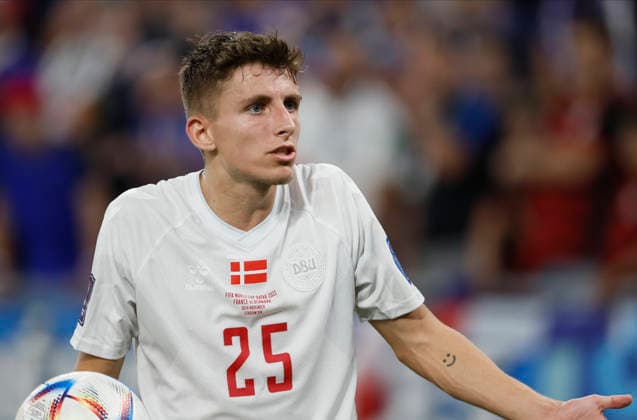 France v Denmark: Group D - FIFA World Cup, WM, Weltmeisterschaft, Fussball Qatar 2022 Jesper Lindstrom of Denmark during the FIFA World Cup Qatar 2022 Group D match between France and Denmark at Stadium 974 on November 26, 2022 in Doha, Qatar. Doha Stadium 974 QATAR Qatar Copyright: xAllstarxPicturexLibraryxLtdx
