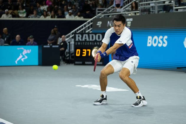 February 11, 2026, Frisco, Texas, USA: BRANDON NAKASHIMA (USA) hits the ball during a menÃ¢â‚¬â ¢s singles match at 2026 Nexo Dallas Open at The Ford Center at The Star in Frisco, Texas. Taylor Fritz defeated Brandon Nakishima, 6:3, 6:4. Frisco USA - ZUMAh193 20260211_zsp_h193_145 Copyright: xDanielxMcGregor-Huyerx