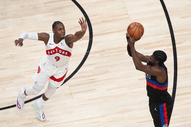 Detroit Pistons v Toronto Raptors TORONTO, CANADA - FEBRUARY 11 :RJ Barrett (9) of Toronto Raptors in action against of Detroit Pistons during the NBA, Basketball Herren, USA basketball game between Detroit Pistons and Toronto Raptors at the Scotiabank Arena on February 11, 2026 in Toronto, Ontario, Canada. Mert Alper Dervis Anadolu Ontario Canada. Editorial use only. Please get in touch for any other usage.  Copyright: x2026xAnadoluxMertxAlperxDervisx
