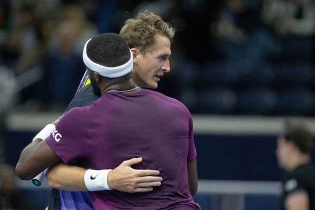February 11, 2026, Frisco, Texas, USA: SEBASTIAN KORDA (USA) an FRANCIS TIAFOE (USA) hug after a menÃ¢â‚¬â ¢s singles match at 2026 Nexo Dallas Open at The Ford Center at The Star in Frisco, Texas. Sebastian Korda defeated Frances Tiafoe 7:5, 6:1 Frisco USA - ZUMAh193 20260211_zsp_h193_174 Copyright: xDanielxMcGregor-Huyerx