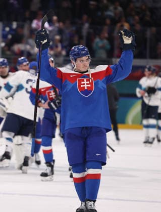 (260212) -- MILAN, Feb. 12, 2026 -- Dalibor Dvorsky of Slovakia celebrates victory after the Ice hockey, Eishockey men s preliminary round group B match between Finland and Slovakia at the Milan-Cortina 2026 Olympic Winter games, Winterspiele,Spiele, Summer games in Milan, Italy, Feb. 11, 2026. ) (MICO2026)ITALY-MILAN-OLYMPIC WINTER GAMES-ICE HOCKEY-MEN-PRELIMINARY-FIN VS SVK WangxKaiyan 