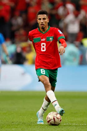 France v Morocco: Semi Final - FIFA World Cup, WM, Weltmeisterschaft, Fussball Qatar 2022 Azzedine Ounahi of Morocco on ball during the FIFA World Cup Qatar 2022 semi final match between France and Morocco at Al Bayt Stadium on December 14, 2022 in Al Khor, Qatar. Al Khor Al Bayt Stadium Qatar Copyright: xAllstarxPicturexLibraryxLtdx