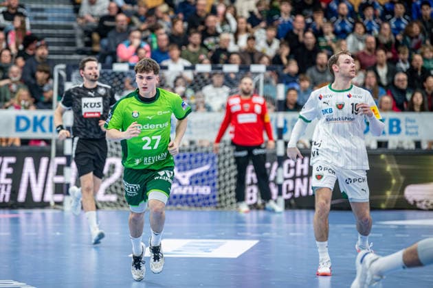 Handball Bundesliga; HSG Wetzlar - Füchse Berlin, 11.02.26 Phil Spandau (HSG Wetzlar, 27), Mathias Gidsel (Füchse Berlin, 19) Handball Bundesliga; HSG Wetzlar - Füchse Berlin: Wetzlar, 11.02.26 Copyright: xBEAUTIFULxSPORTS Roeczeyx