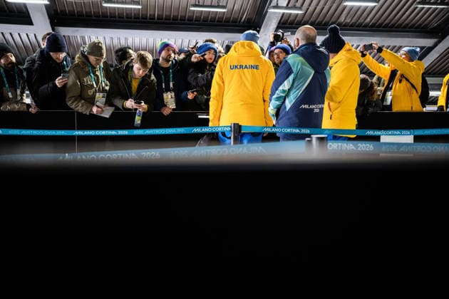 260212 Vladyslav Heraskevych of Ukraine in the mixed zone during men™s skeleton round 1 during day 6 of the 2026 Winter Olympics on February 12, 2026 in Cortina. Photo: Jon Olav Nesvold BILDBYRAN COP 217 JE0120 skeleton Olympic Games, Olympische Spiele, Olympia, OS olympics winter olympics os ol olympiska spel vinter-os olympiske leker milano cortina 2026 milan cortina 2026 milano cortina 2026 olympic games milano cortina 2026 winter olympic games milano cortina-os milano cortina-ol vinter-ol 6 bbeng *** 260212 Vladyslav Heraskevych of Ukraine in the mixed zone during men™s skeleton round 1 during day 6 of the 2026 Winter Olympics on February 12, 2026 in Cortina Photo Jon Olav Nesvold BILDBYRAN COP 217 JE0120 skeleton olympic games olympics winter olympics os ol olympiska spel vinter os olympiske leker milano cortina 2026 milan cortina 2026 milano cortina 2026 olympic games milano cortina 2026 winter olympic games milano cortina os milano cortina ol vinter ol 6 bbeng  Copyright: JONxOLAVxNESVOLD BB260212JE004