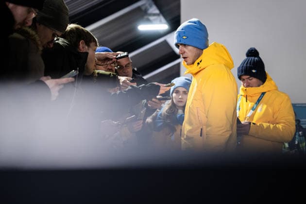 260212 Vladyslav Heraskevych of Ukraine in the mixed zone during men™s skeleton round 1 during day 6 of the 2026 Winter Olympics on February 12, 2026 in Cortina. Photo: Jon Olav Nesvold BILDBYRAN COP 217 JE0120 skeleton Olympic Games, Olympische Spiele, Olympia, OS olympics winter olympics os ol olympiska spel vinter-os olympiske leker milano cortina 2026 milan cortina 2026 milano cortina 2026 olympic games milano cortina 2026 winter olympic games milano cortina-os milano cortina-ol vinter-ol 6 bbeng *** 260212 Vladyslav Heraskevych of Ukraine in the mixed zone during men™s skeleton round 1 during day 6 of the 2026 Winter Olympics on February 12, 2026 in Cortina Photo Jon Olav Nesvold BILDBYRAN COP 217 JE0120 skeleton olympic games olympics winter olympics os ol olympiska spel vinter os olympiske leker milano cortina 2026 milan cortina 2026 milano cortina 2026 olympic games milano cortina 2026 winter olympic games milano cortina os milano cortina ol vinter ol 6 bbeng  Copyright: JONxOLAVxNESVOLD BB260212JE005