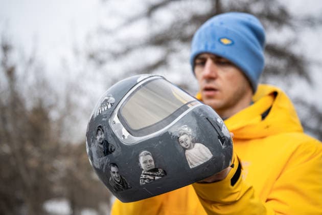 260212 Vladyslav Heraskevych of Ukraine with his helmet in the mixed zone during men™s skeleton round 1 during day 6 of the 2026 Winter Olympics on February 12, 2026 in Cortina. Photo: Jon Olav Nesvold BILDBYRAN COP 217 JE0120 skeleton Olympic Games, Olympische Spiele, Olympia, OS olympics winter olympics os ol olympiska spel vinter-os olympiske leker milano cortina 2026 milan cortina 2026 milano cortina 2026 olympic games milano cortina 2026 winter olympic games milano cortina-os milano cortina-ol vinter-ol 6 bbeng *** 260212 Vladyslav Heraskevych of Ukraine with his helmet in the mixed zone during men™s skeleton round 1 during day 6 of the 2026 Winter Olympics on February 12, 2026 in Cortina Photo Jon Olav Nesvold BILDBYRAN COP 217 JE0120 skeleton olympic games olympics winter olympics os ol olympiska spel vinter os olympiske leker milano cortina 2026 milan cortina 2026 milano cortina 2026 olympic games milano cortina 2026 winter olympic games milano cortina os milano cortina ol vinter ol 6 bbeng  Copyright: JONxOLAVxNESVOLD BB260212JE010